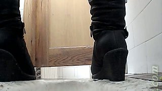 Sweet and juicy round pale skin booty filmed in the toilet room