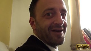 Subslut Montse Swinger gags on pecker before aggressive anal screw