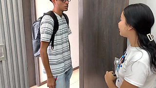 Hot latina brunette spins hard cock like there is no tomorrow