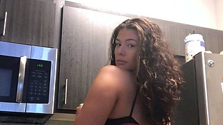 Glamour babe with big boobs masturbates in lingerie