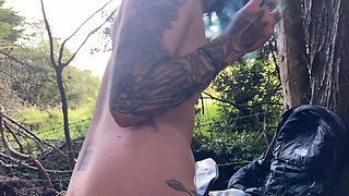 Gothic Girl Sucks a Big Cock in the Middle of the Forest