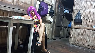 Delicious Housewife Touches Her Tits and Vagina When the Boss Is Away From Home