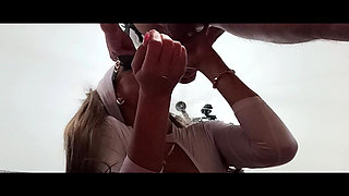 Blonde MILF Blowjob and Sunglasses with Huge Throatpie