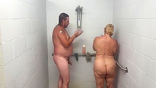 Husband And Wife Taking A Shower With A Quickie