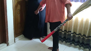Punjabi Maid in Burqa & Hijab Gets Seduced by Her Big Ass While Cleaning the Bedroom and Then Fucks Her Like a Doggy on the Bed