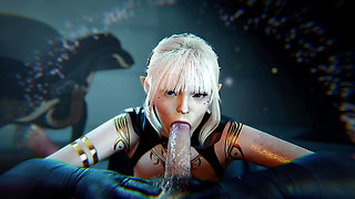 A Slutty White Haired Elf giving a Mesmerizing Blow Job