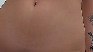 Sexy Tattooed Babe Strips off and Starts Riding a Loaded Rod