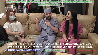 Rebellious cheerleader Blaire Celeste gets a strict sports physical from Doctor Tampa and Nurse Stacy Shepard in gloved hands!