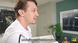 Mature4k. hot mature blondie was so lonely and her teenage neighbour with a Big Cock came to fuck her after a short lap dance