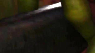 Crazy fuck in the sewer! Sexy blonde gets fucked hard by a green monster