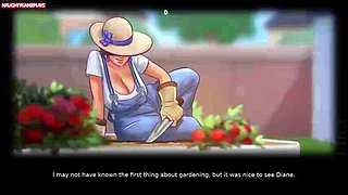 Lucky Pervert Helps Busty Sexy BBW Lonely Neighbor MILF in Her Garden She Tries To Seduce Him - Summertime Saga 04 3D Games