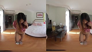 Petite Brunette's Small Curves in VR Lesbian Passion