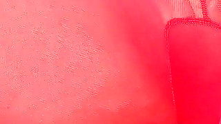 No Panty in Red Pantyhose