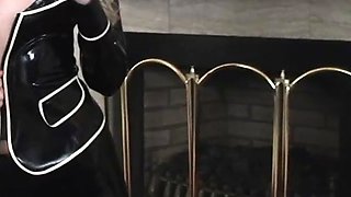 Latex slut solo anal masturbation