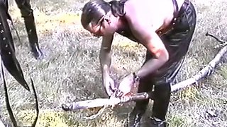 Outdoor punishing lesson in the forest