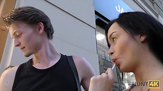HUNT4K. Pretty darkhaired babe shagged by stranger to earn...