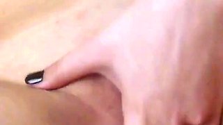 Skinny Brunette Rubs Her Pussy and Pushes Her Fingers Into Her Pussy