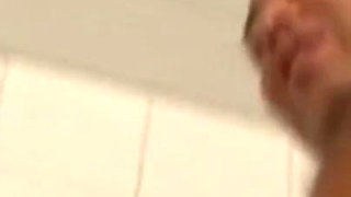 Big natural boobs blonde milf pussy fucking in the bathroom