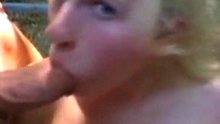 Blonde Teen Sucks Huge Dicks and Cumshot