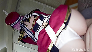 Genshin Impact Cosplaying  Charlotte Cowgirl and Glove-Handjob Triple Finish