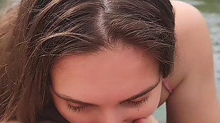 POV - Yummy Blowjob and an Amazing View... but I Was Scared to Death of Someone Passing by Hehe Outdoors