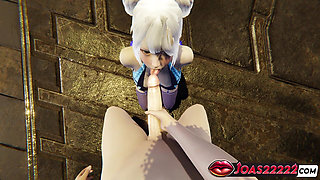 Blonde Mina Slow Tongue Likcking, Deepthroat Cumshot 3D Animation