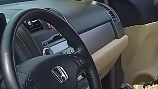 Real Orgasm - Hot MILF Rides the Gear Stick in the Car in Public