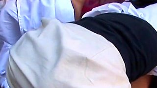 Big tits blonde and small tits brunette have lesbian sex