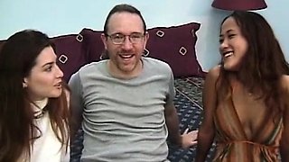 Retro amateur threeway with facialized teens