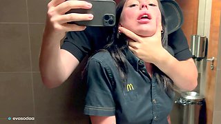Risky restroom romp with a McDonald's worker after a Fanta mishap - Eva Soda