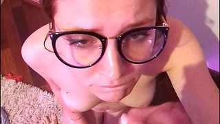 I Suck My Boyfriend's Cock and Get Fucked with a Condom, Take It off and Cum on My Face