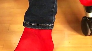 Red Stockings, Sneakers & Dangling Tease