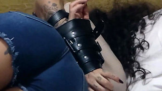 Mibby - Bondage with Leather Handcuffs and Tape