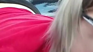 Busty Blonde Loves Eating Cum - Car Blowjob