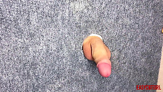 I Took a Close-up Shot of Glory Hole - Spanking My Feet on the Cock and Balls of a Slave Easycbtgirl