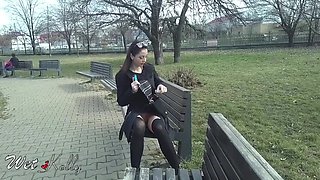 Girl Flashing In Public Park With Wet Kelly
