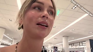Public walk with sperm on the face