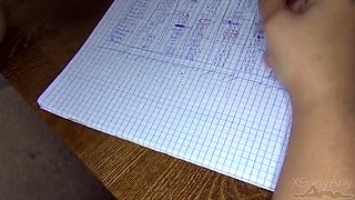 Naughty Schoolgirl Jerks Off Deskmate in Class - XSanyAny Tease