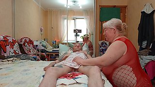 Cum-hungry Mother-in-law Drains Eggs and Swallows Thick Cum