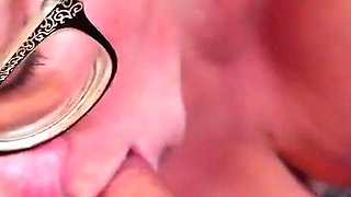 Ugly MILF with Glasses Sucking a Cock