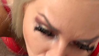 Busty Blonde Bad Bella Sucks Logan's Cock and Swallows Cum!