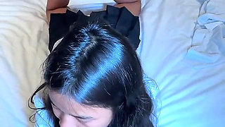18yo Thai Student in Uniform Cannot Handle Big White Dick