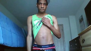 Black Amateur Twink Stroking His Big Dick
