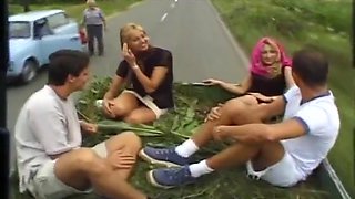 Retro Blonde Sucks A Dick And Has Her Pussy Fingered And Fucked