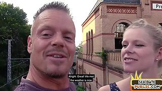 Real german amateur sucking balls outdoors in public