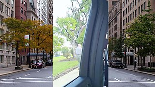 Public POV blowjob by busty Asian MILF