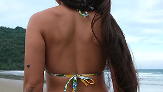 Beauty Flashing and Dancing on the Beach