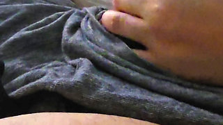 Step mom hand pulled out step son dick and handjob without shame