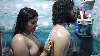 Bath with step sister and romance sex part 1,Vaishnavy and Sharun Raj bath romance with sex, Malayali couple bath romance