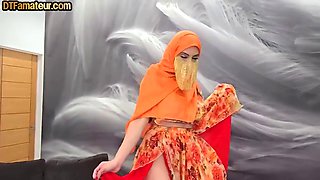 Hijab babe cockriding BF after dancing